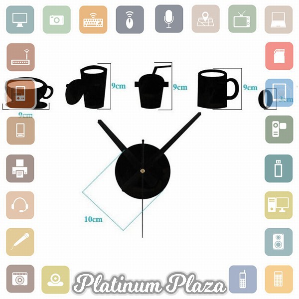 Jam Dinding DIY Giant Wall Clock Quartz Creative Design Model Kopi`IQAICP- Black