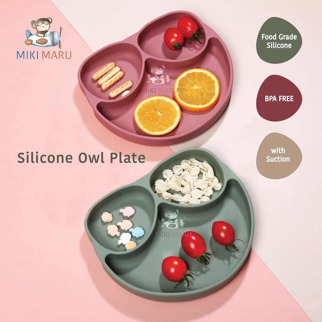 Jual Mikimaru Baby Silicone Owl Plate W Suction Premium Food Grade Piring Makan Bayi Sekat Bpa Free Piring Mangkuk Sendok Garpu Silikon Peralatan Makan Bayi Silikon Shopee Indonesia