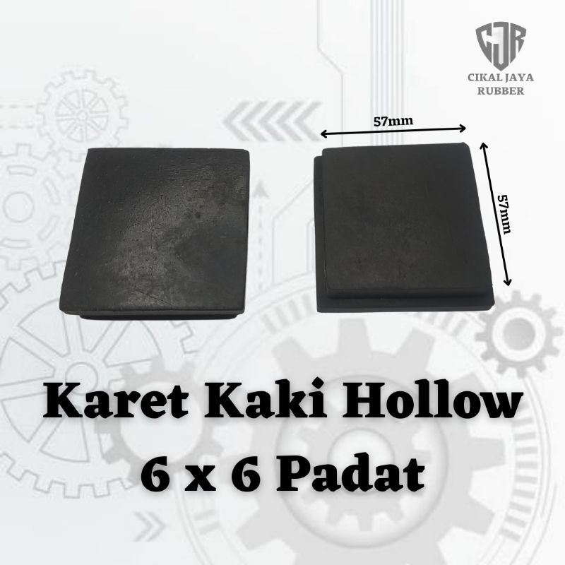 Karet Kaki Hollow 6x6 Padat Alas Kaki Meja Kursi Rak Besi Hollo