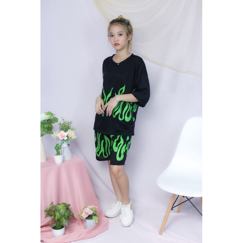 BEFAST - ZRX OOTD Wanita Setelan HACYA / Setelan Oversize Fire Billie Eillish / Setelan Unisex Kekinian / Set Terbaru / Setelan Motif