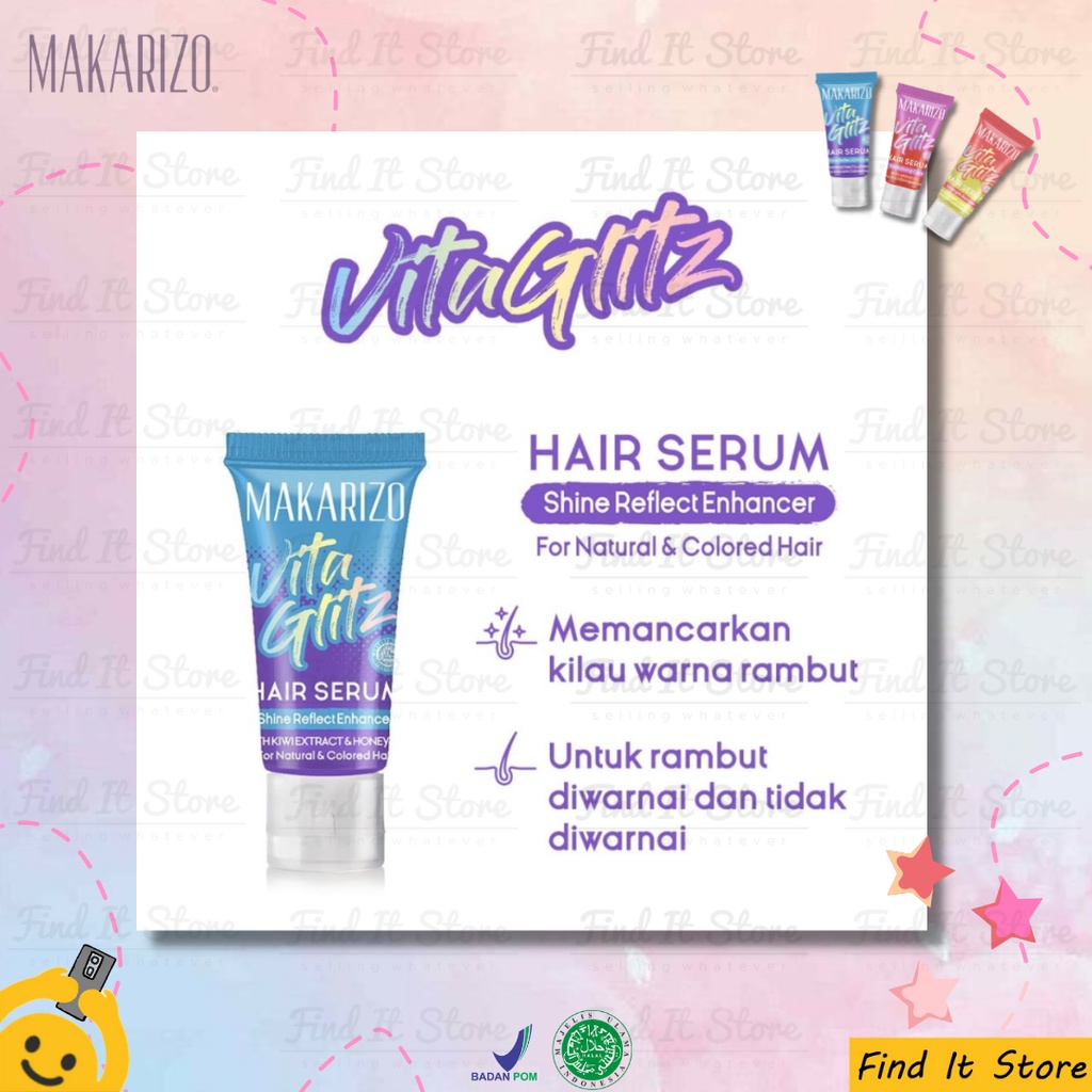 Makarizo Vitaglitz Hair Serum | Vitamin Rambut 8ml 8 ml | Shine Reflect Enhancer Strenght Booster