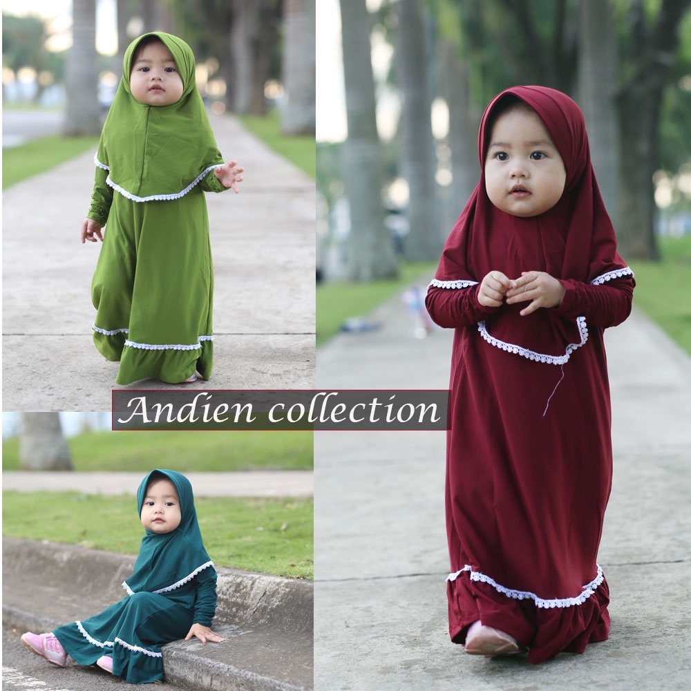 GAMIS RENDA ANAK/ GAMIS SET JILBAB ANAK( SIZE M-L-XL