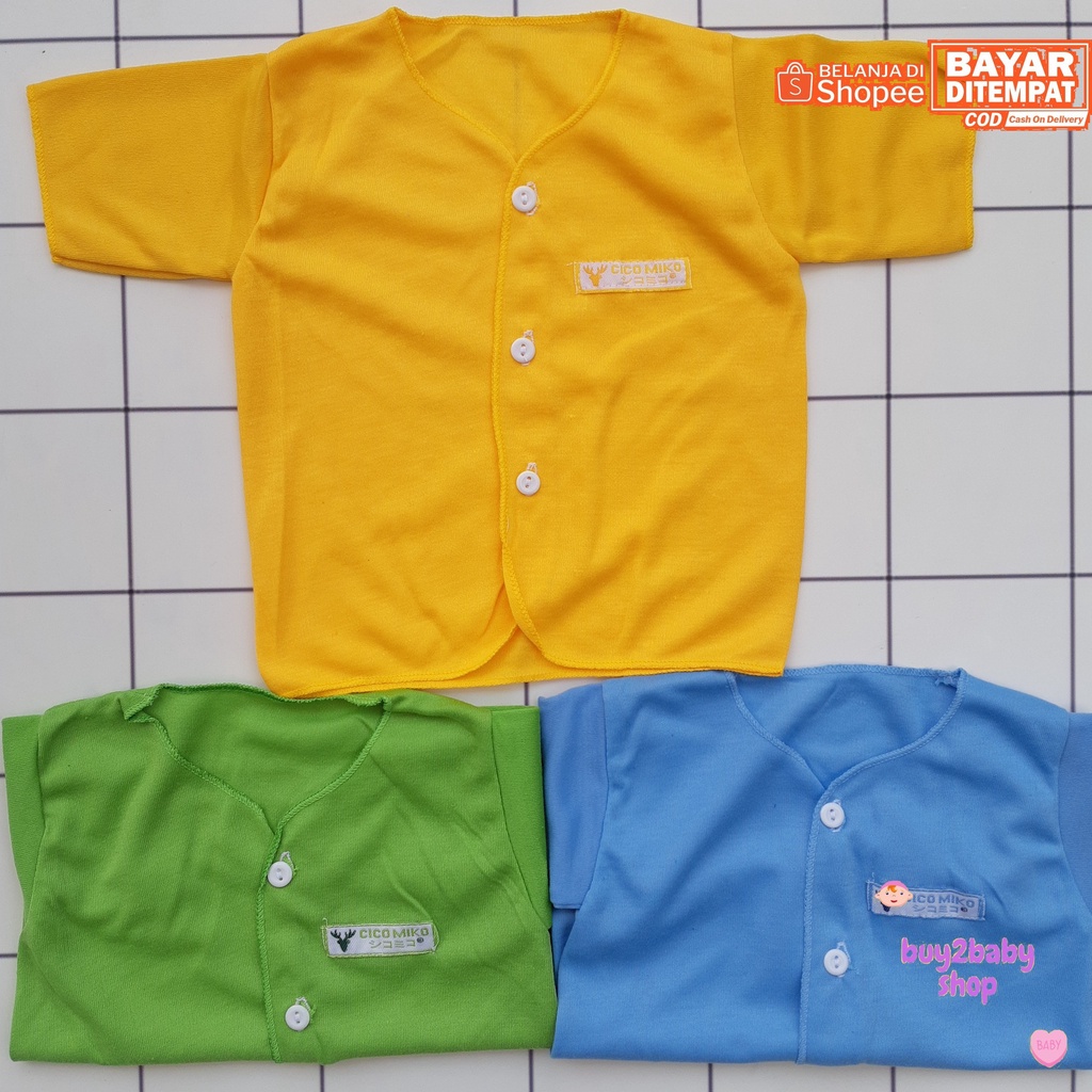 Baju bayi Piyama Cico Miko Warna Polos 0-3 Bulan isi 3 PCS