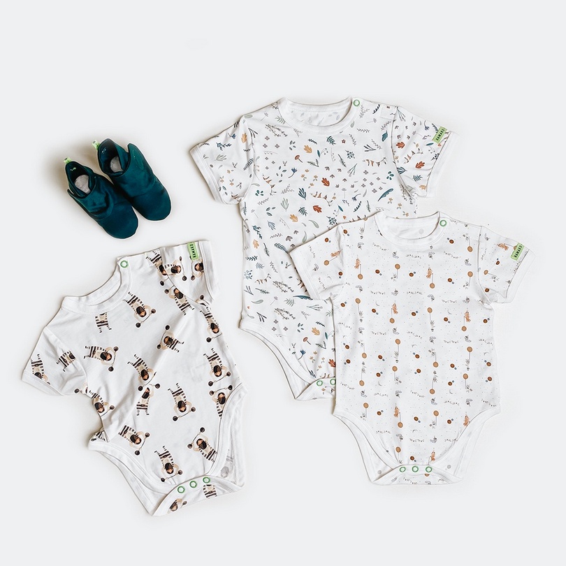 Hamako Round Neck Bodysuit - Jumper Bayi Tencel Baju Rumahan Anak Bayi Body Suit Jumpsuit Onesie Onesies