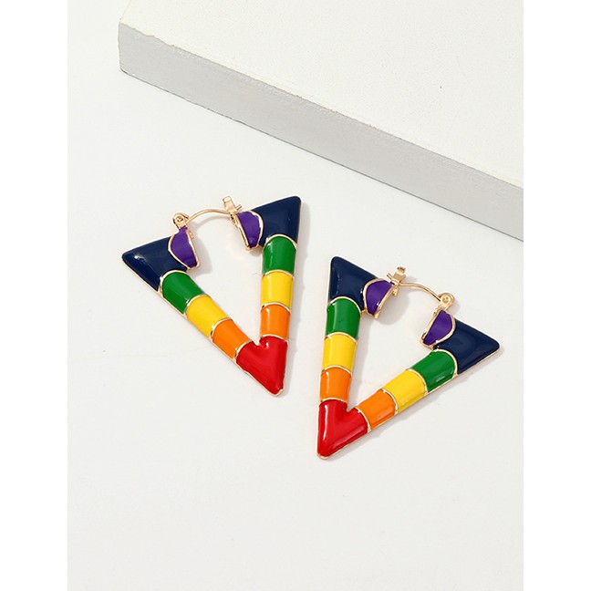 LRC Anting Tusuk Fashion Color Alloy Drip V-shaped Earrings F63442