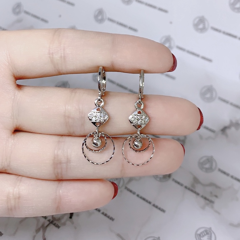 Anting Xuping Silver Perhiasan Fashion Wanita Model Ring Permata Baris *25