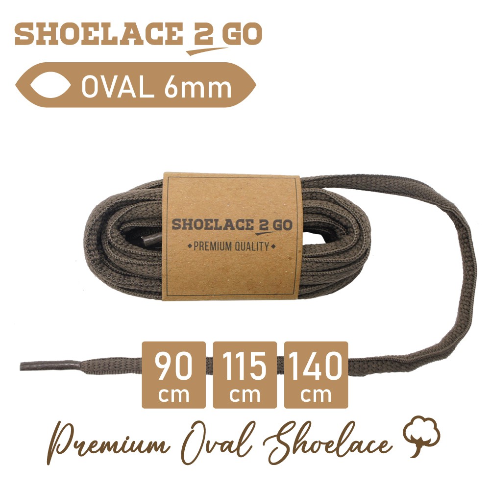 SHOELACE 2 GO PREMIUM TALI SEPATU LONJONG OVAL - SO6 - C2 - DARK BROWN - 6MM