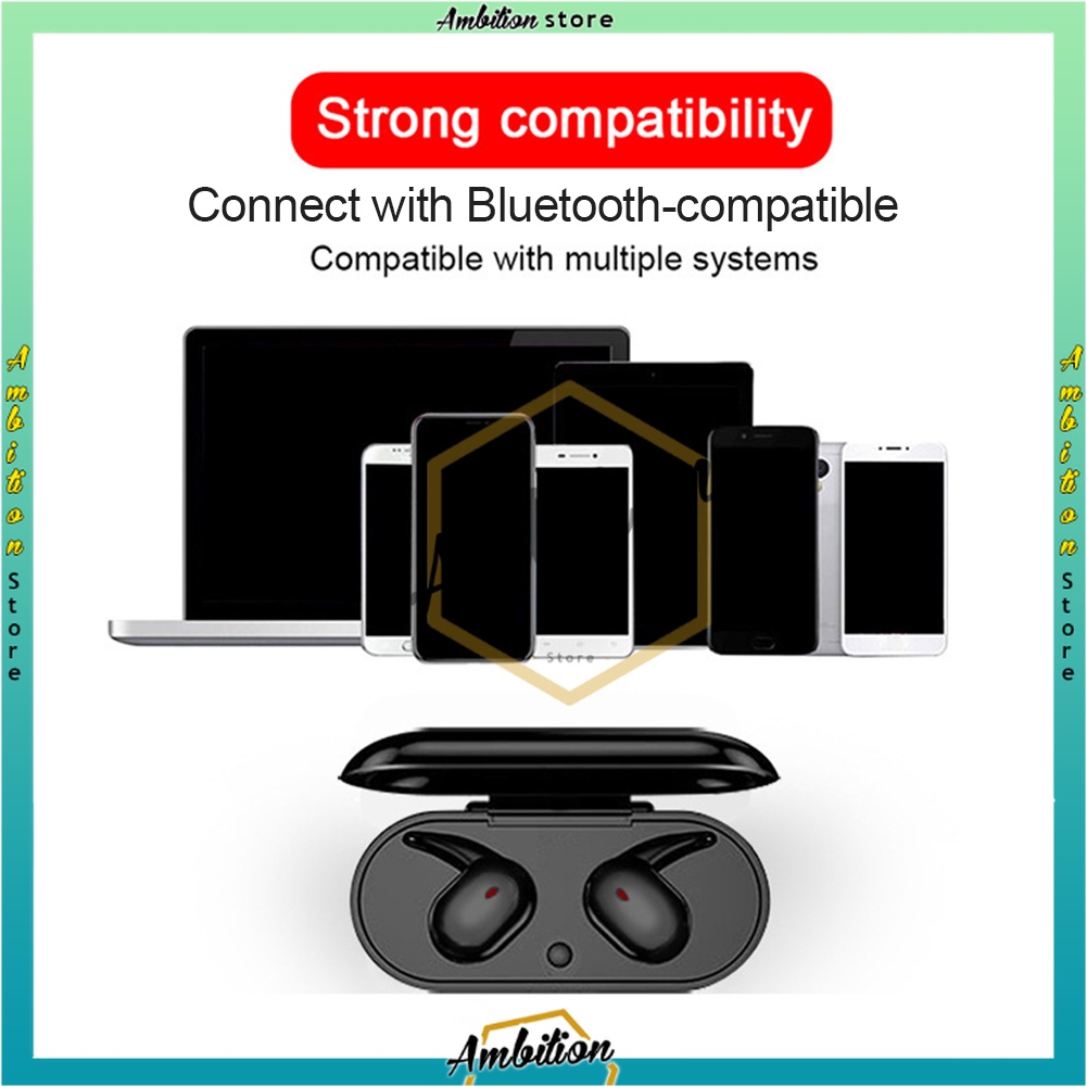 Bluetooth Wireless Y30 Bluetooth Earphone Tws Handfree Bass Headset Nirkabel V5.0 Tws Headset Dual Earbud Bass Suara untuk Ponsel Telepon