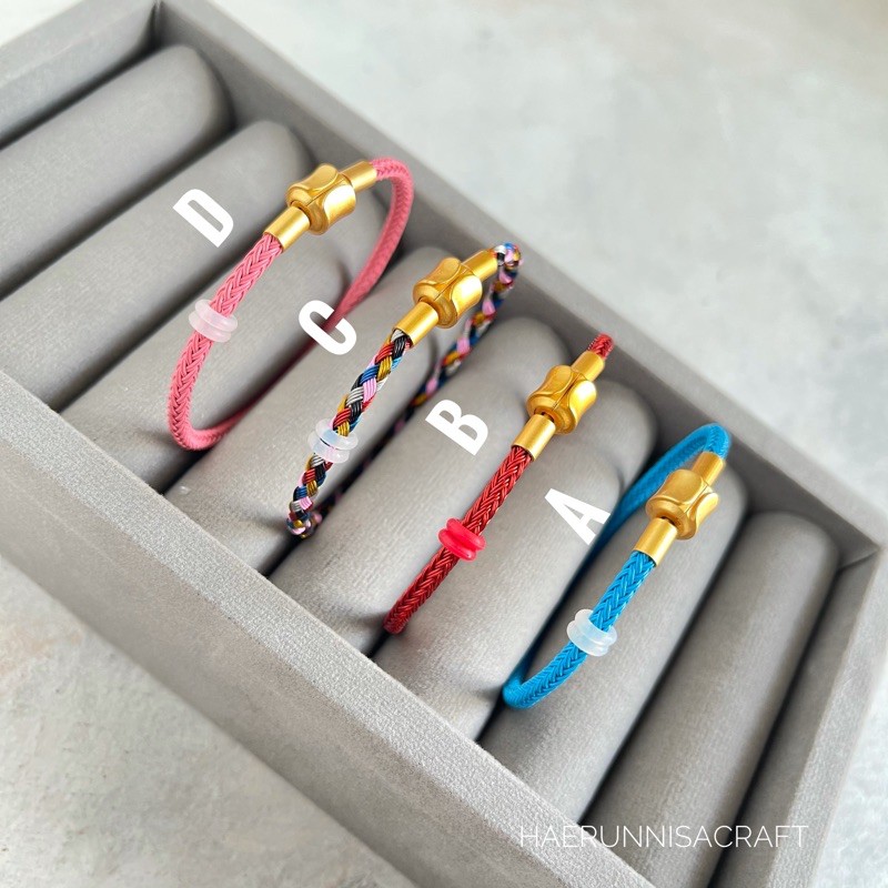 Gelang Tali Kawat Anti Air Waterproof Bracelet Pengait Gold Free 2 Karet Stopper (bisa request size)