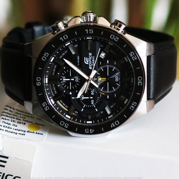 Jam Tangan Pria Casio Edifice EFR-564 BL Leather Black Original BM