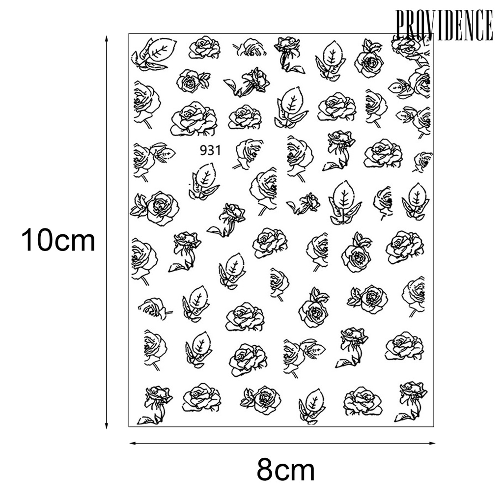 Providence 6Pcs Nail Art Stickers Hollow Design Time-saving Manicure Decorations Rose Print Nail Art Stickers for Home