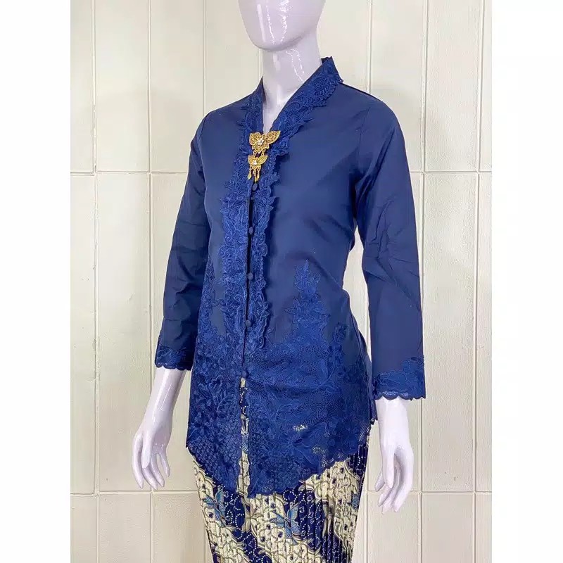 (BAYAR DITEMPAT/COD)SETELAN KEBAYA ENCIM KARTINI LENGAN PANJANG BORDIR SENADA Katun Stretch / Kebaya Wisuda / M L XL XXL