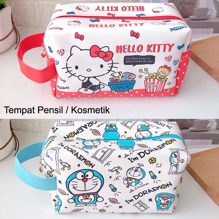 Import Tas kosmetik Tempat Pensil Doraemon Kitty Unicorn