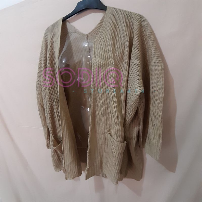 Cardigan Oversized Cardi Outer LOOCY PREMIUM Rajut Tebal Cardy Oversize Lavella Wanita-Cream/khaki/regal