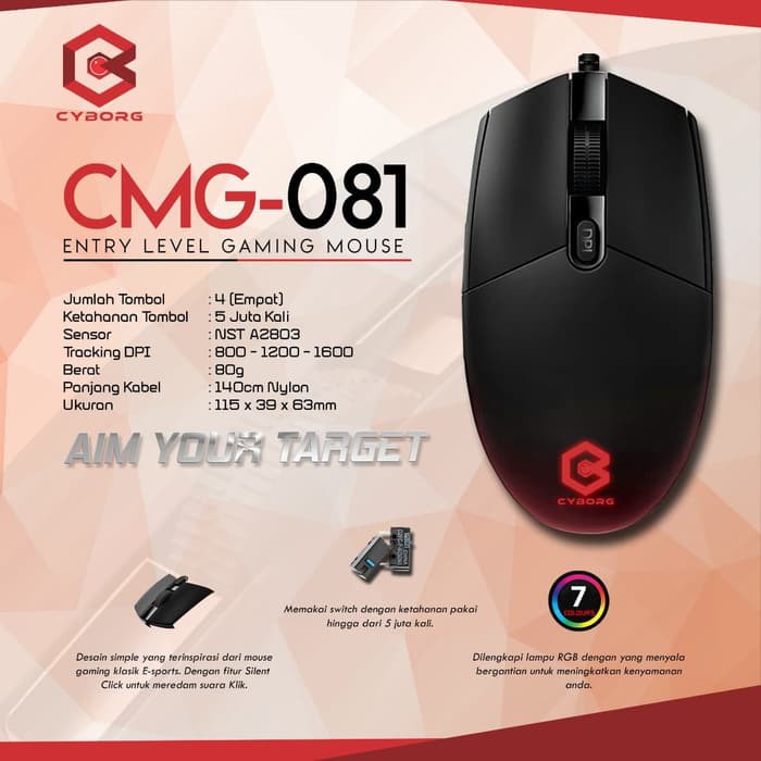 MOUSE GAMING RGB CYBORG CMG-081