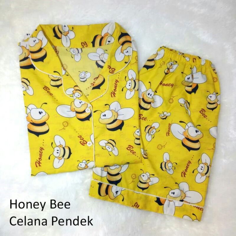 Piyama Baju Tidur Celana Pendek Tangan Pendek Bahan Katun Motif