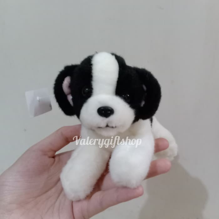Boneka Lying Dog Doggy Anjing Hitam Putih Kecil Shopee Indonesia