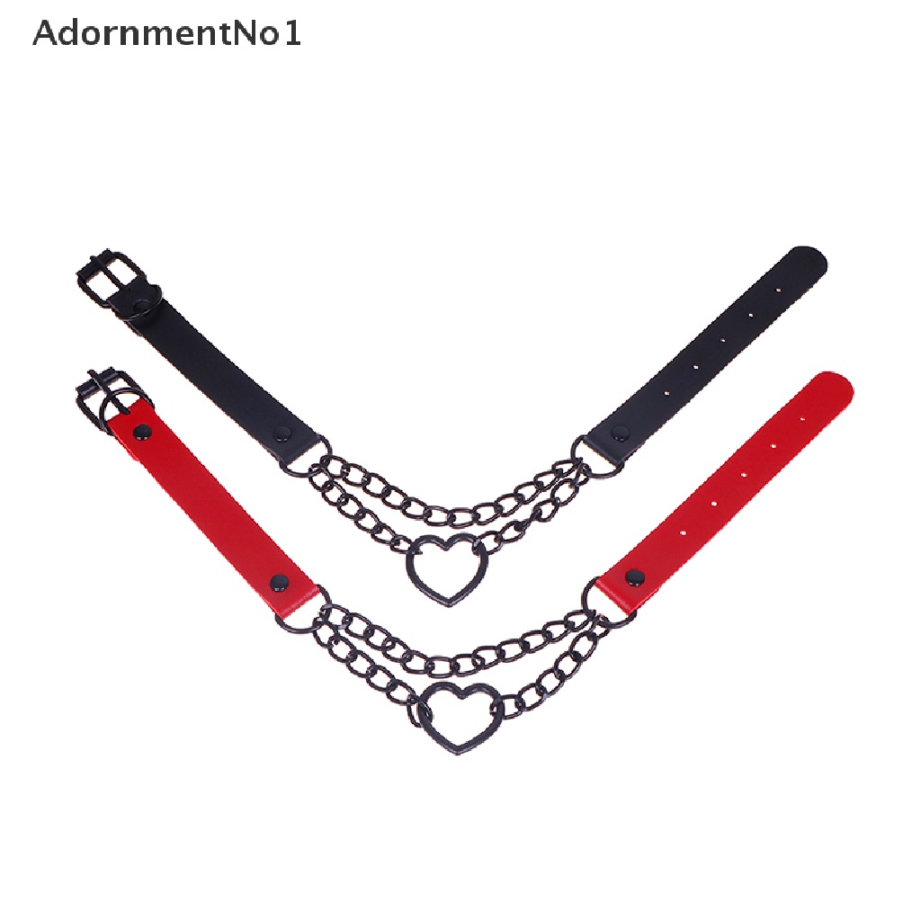 (AdornmentNo1) Kalung Choker Kulit PU Warna Hitam / Merah Gaya Gothic Untuk Wanita / Cosplay