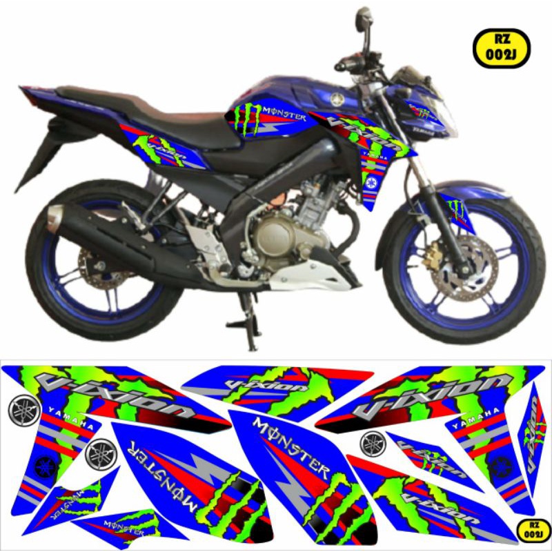 (BISA COD) Stiker striping Yamaha Vixion advance 2015-2017 Movistar monster biru list body Vixion Ne