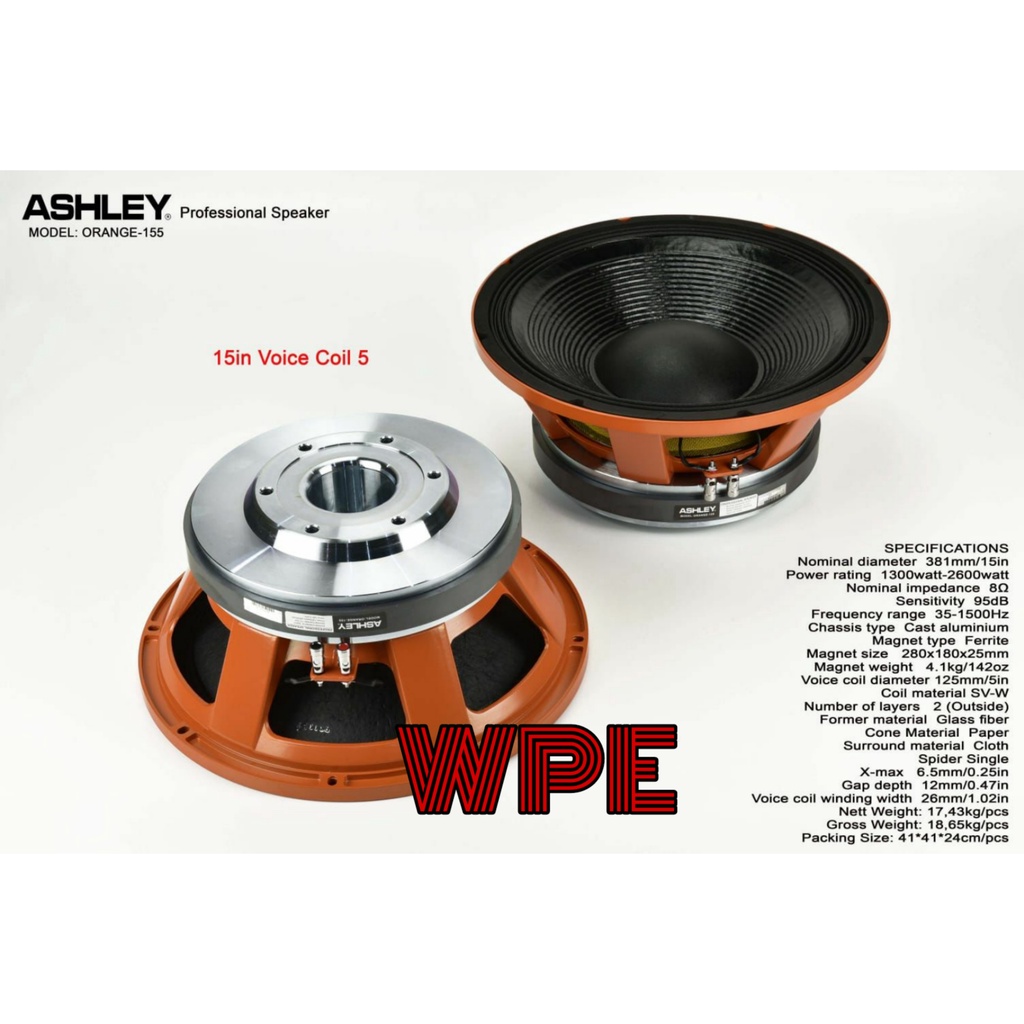 speaker komponen ashley orange 155 orange155 15inch coil 5 original