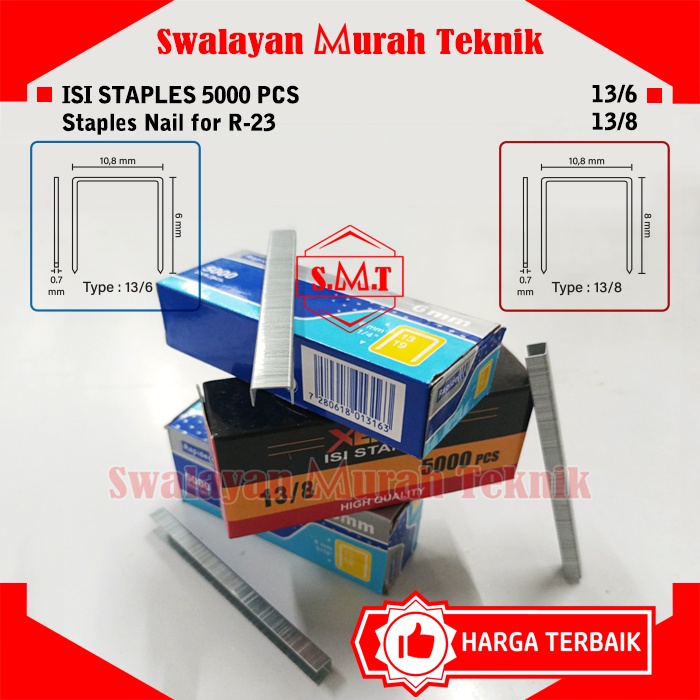 

Isi Staples Jok Tangan Manual Gun Tacker R23 Rapide 5000pcs 13/6 6mm 13/8 8mm