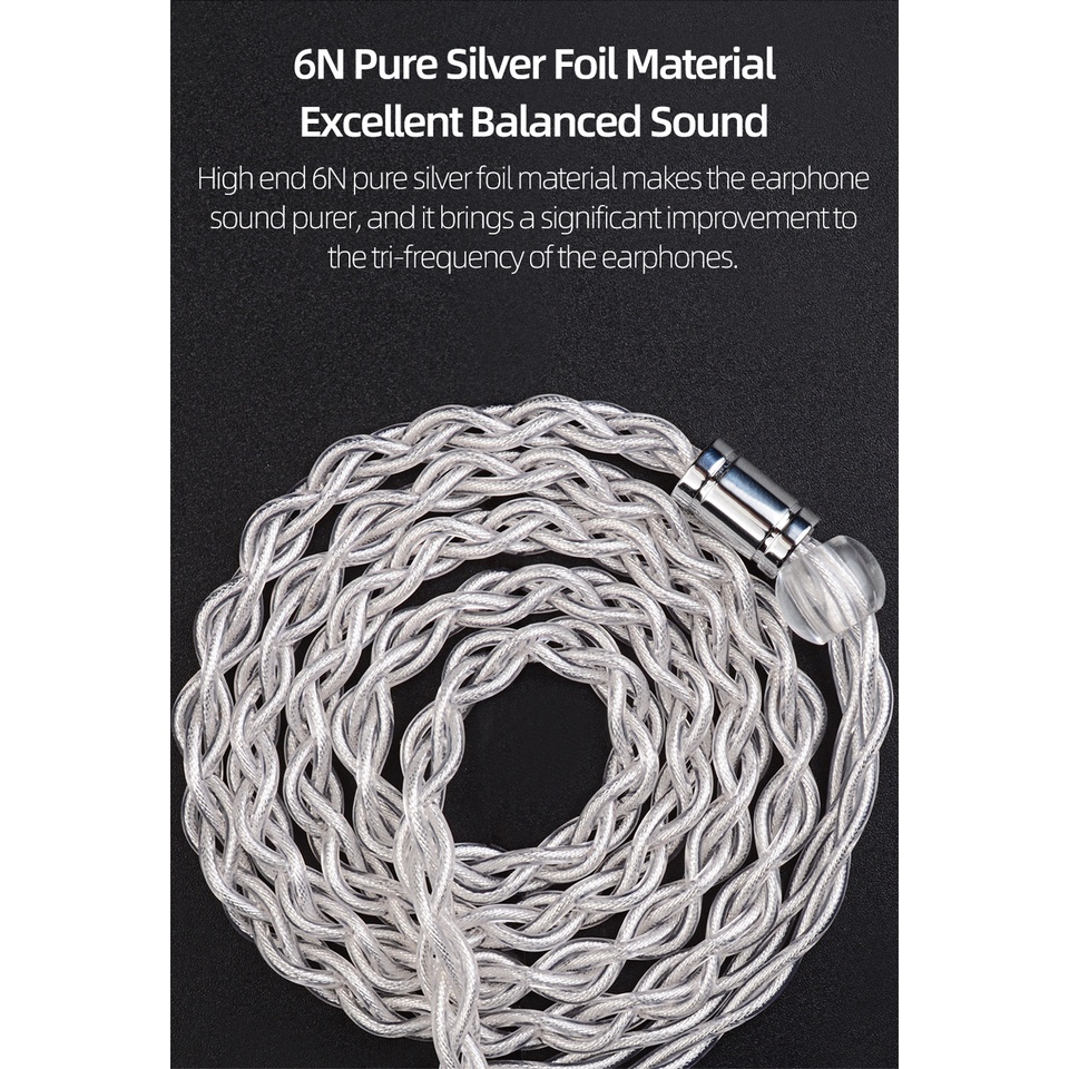 Nicehck SilverSir 6N Kabel Upgrade Earphone Silver Murni 3.5 / 2.5 / 4.4mm MMCX / 0.78 2Pin Untuk Phoenix Bravery IEM