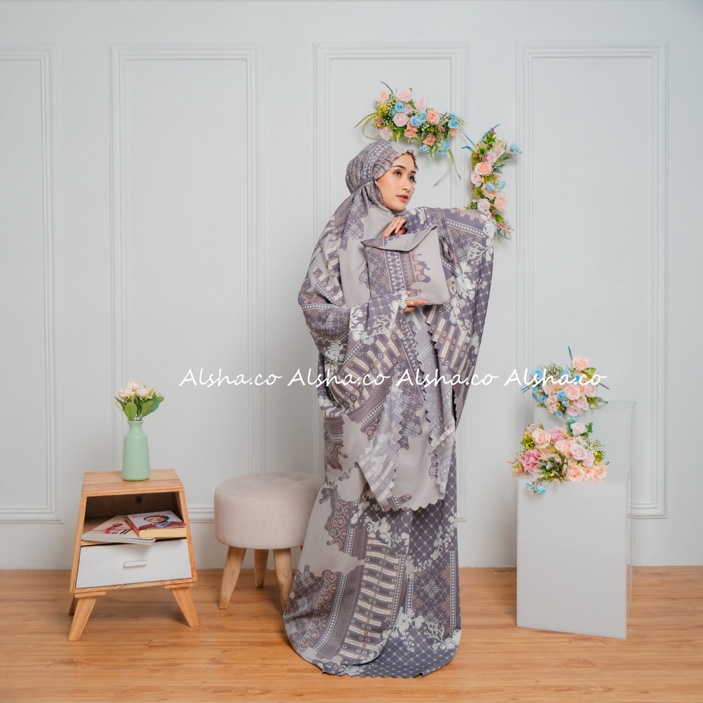 Mukena Dewasa Mukenah Maxmara Printing 2 in 1 Series Lasercut