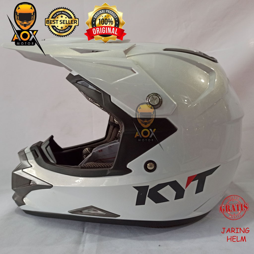 Helm KYT Cross Over Solid/Polos White (Ongkir 2kg), GRATIS Jaring Helm