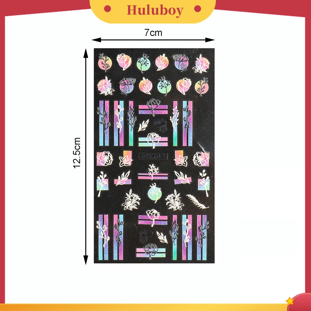 Huluboy Huluboy♡ Stiker Kuku Desain Bunga Warna-Warni Untuk Pesta