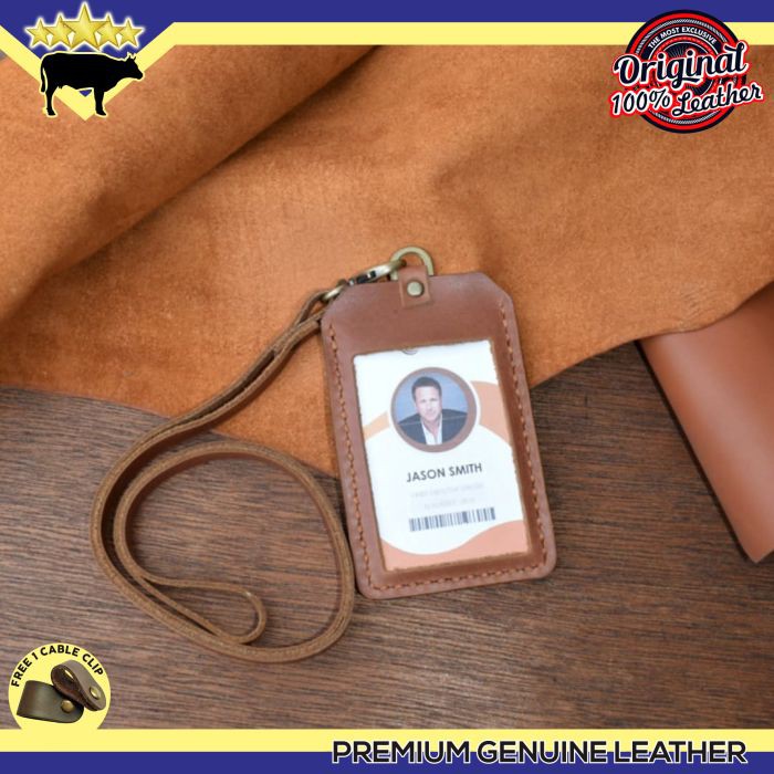 

Gantungan id card name tag card holder kulit sapi asli handmade