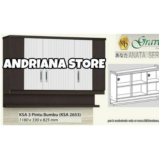 Kitchen Set Atas 3 Pintu Rak / Lemari Gantung Dapur KSA 2653
