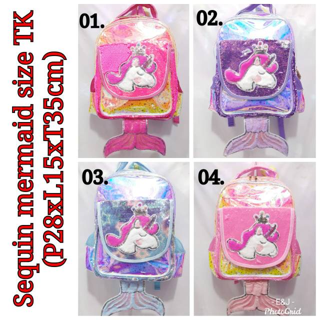 JOYELSY - Ransel import TK Sequin Mermaid Unicorn,Lol