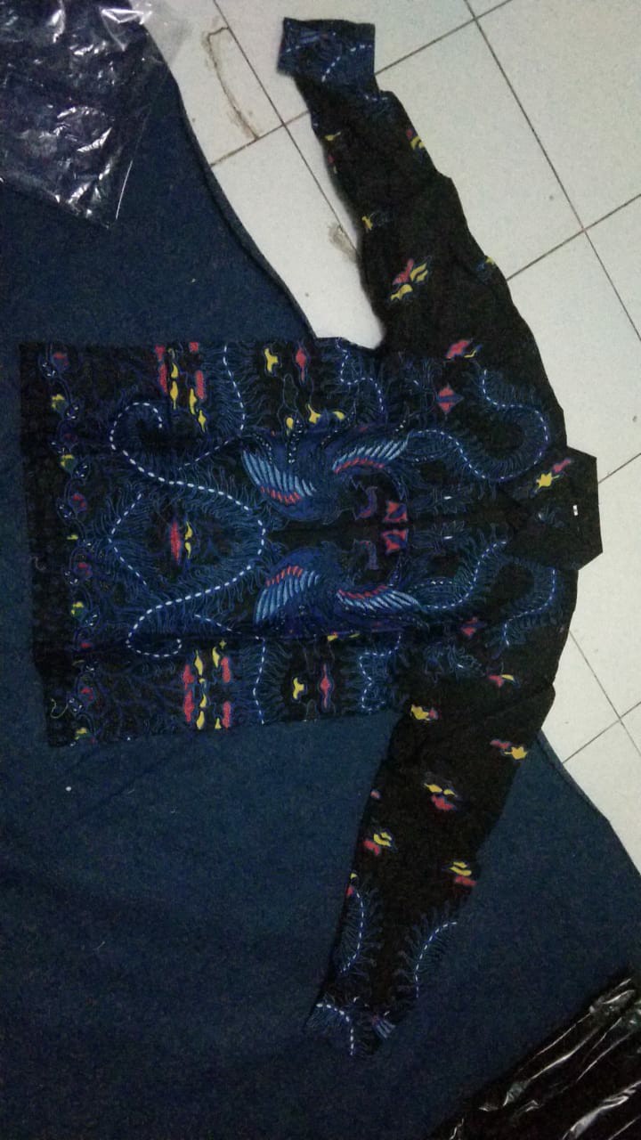 Kemeja Batik Pria Lengan Panjang Size M L Xl Xxl  Bswart Batik Hrb026 Kenongo Hem Panjang Padi