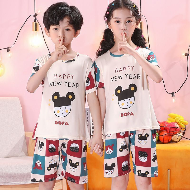 Setelan Baju Anak Couple Import 2-10Thn  Piyama Anak Murah Lengan Pendek