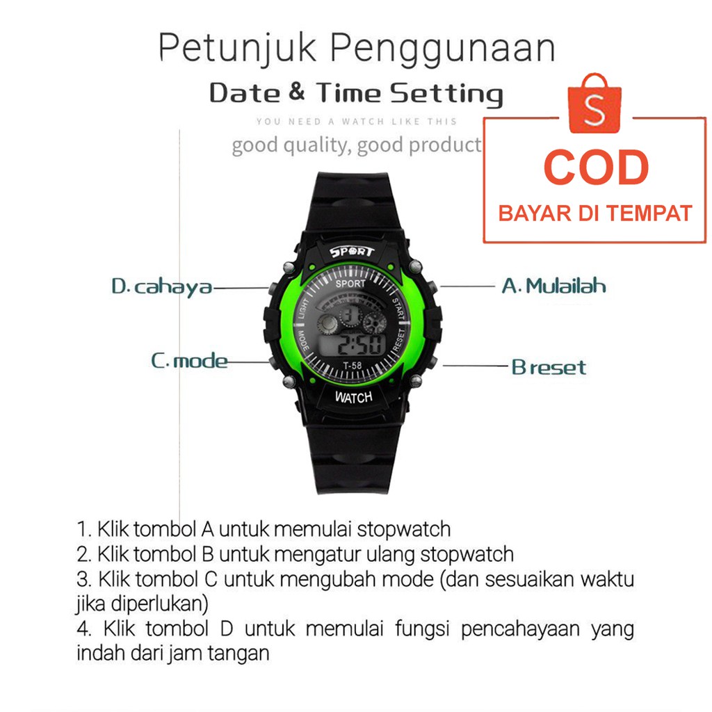 ✅COD Jam Tangan Digital Sport Watch Fashion Pria Cowok Anti Air Murah Couple Original