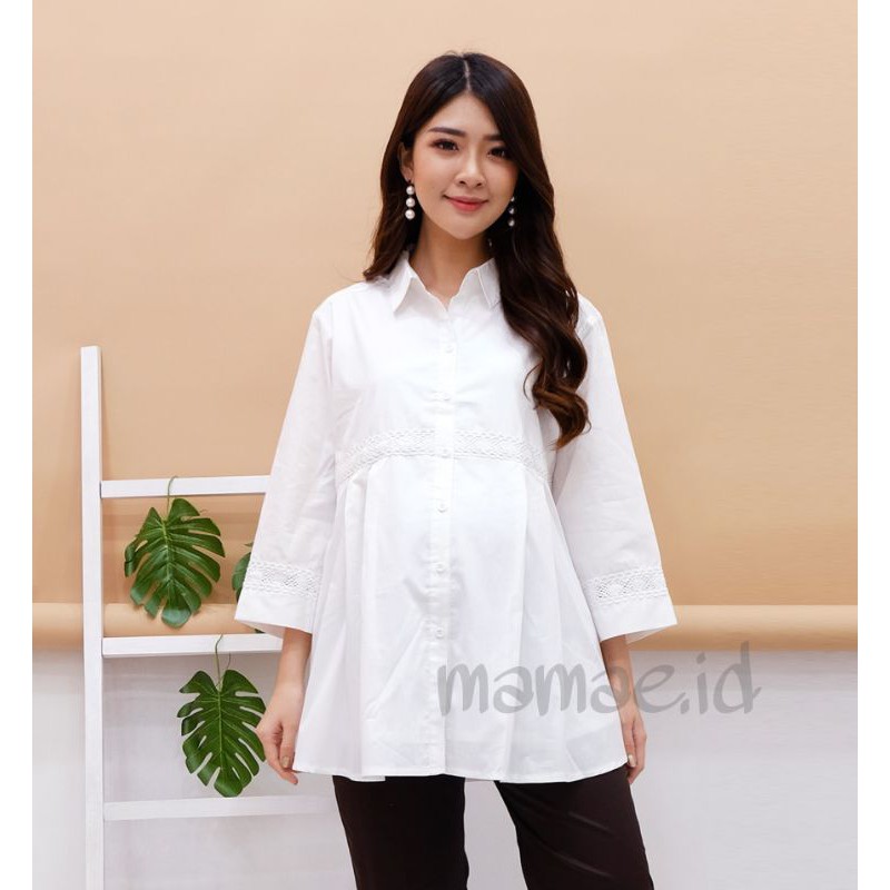 Blus Hamil menyusui katun putih