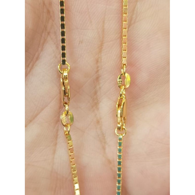 Kalung Itali Kaca, Perak 925, Sepuh emas Kuning