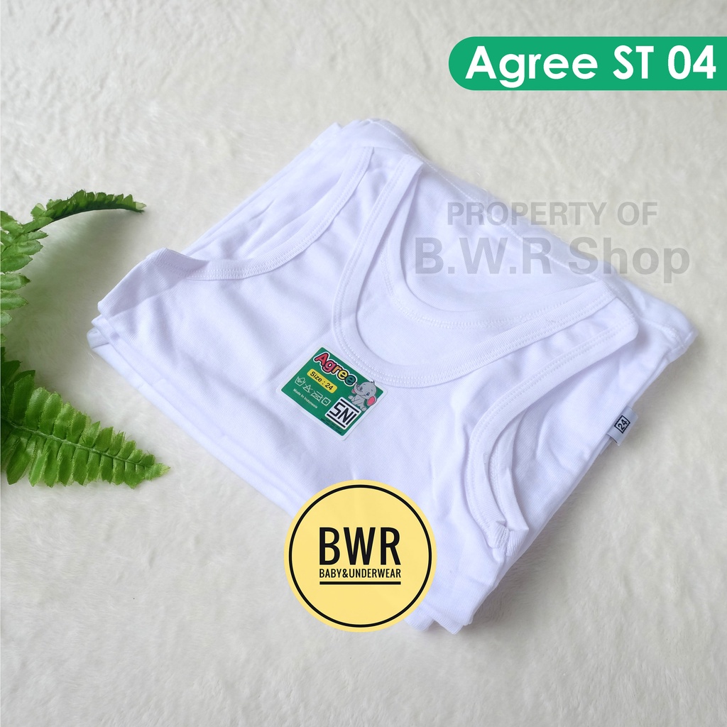 [ 6pc ] SINGLET AGREE ST 04 | Singlet Anak Putih [ II B4 - H4 ] Kaos Dalam Anak Agree - Bwr