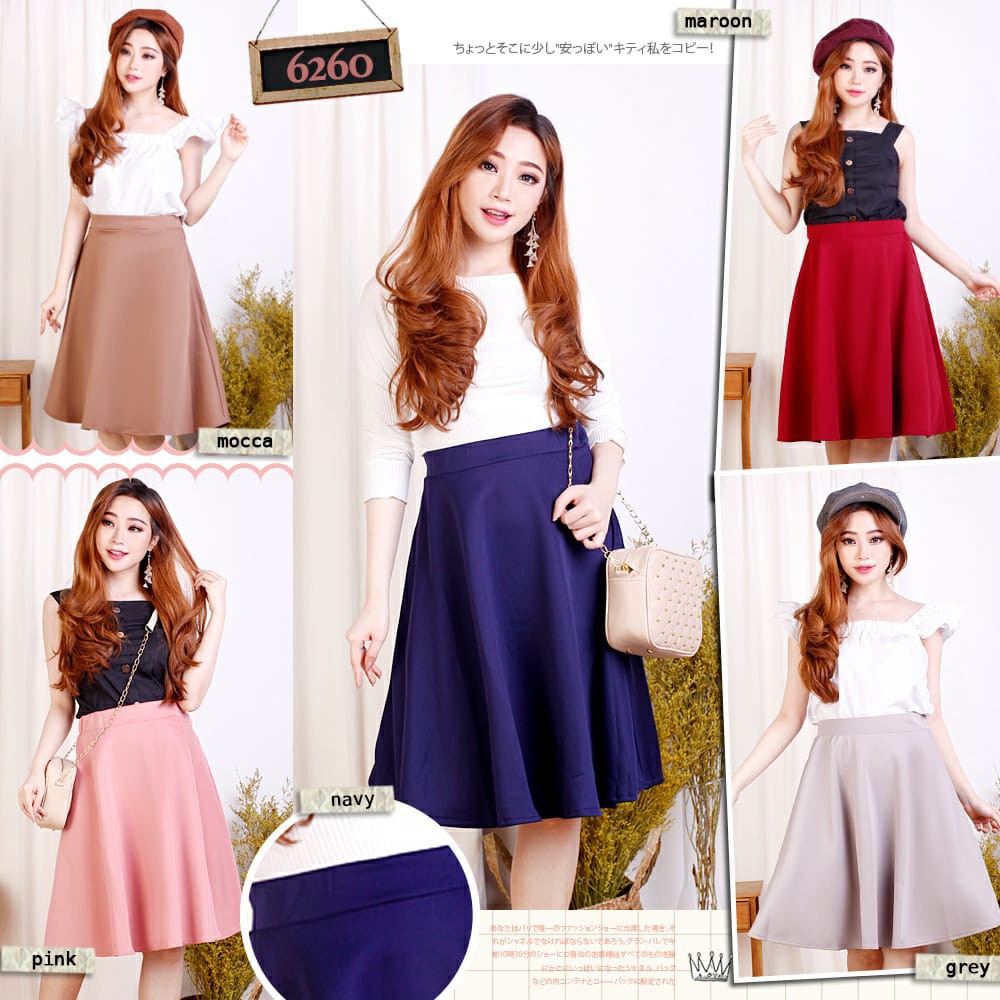 ROK WANITA PENDEK CASUAL - Rok 7/8 Midi Skirt Polos Mayung Tebal Bahan Crepe