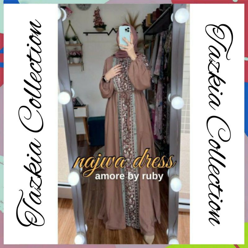 [COD] BAJU PAKAIAN FASHION GAMIS DRESS WANITA CEWEK GAMIS ABAYA NAJWA AMORE BY RUBY MOTIF TERBARU