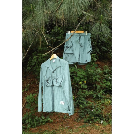 JAVAJONES One Set Nylon Shirt and Shorts |Mint Green | Kemeja Pria Wanita