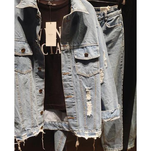 Buruan Dapetin>> Jeans jacket pull&bear/Jacket ripped Bershka/jaket jeans/ jeans sobek Terpercaya,..