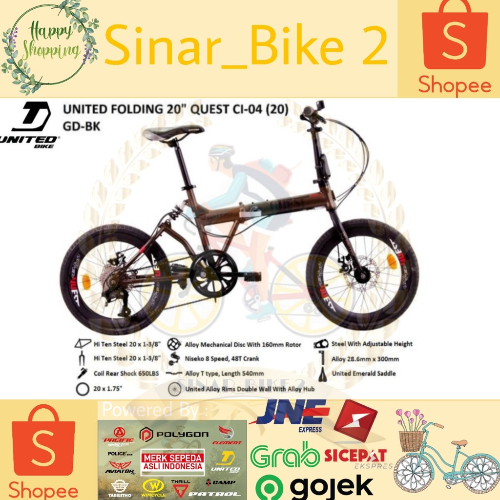 Sepeda Lipat 20Inch United Quest Ci 04 8Speed