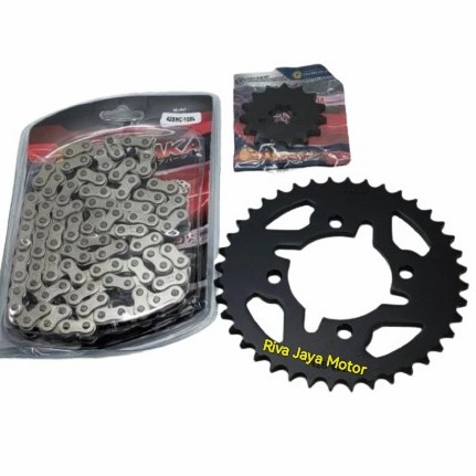 Gear Paket Gir Set Gearset Chain Kit + Rantai Vega ZR 420 Yuzaka Hitam
