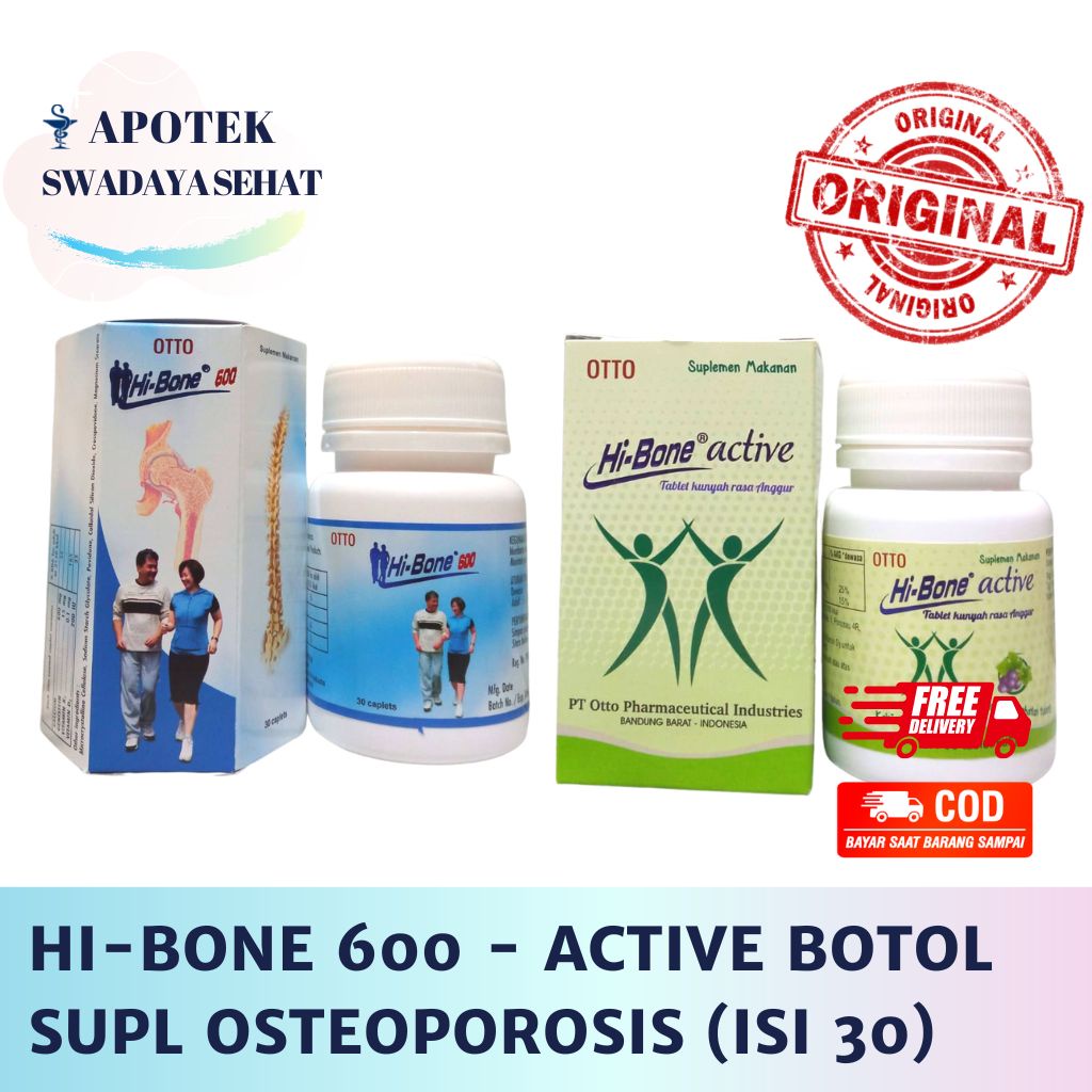 HI-BONE BOTOL 600 - ACTIVE Grape Strawberry Anggur Isi 30 Kapsul - Obat Pencegahan Pengobatan Osteoporosis Dewasa Lansia HI BONE