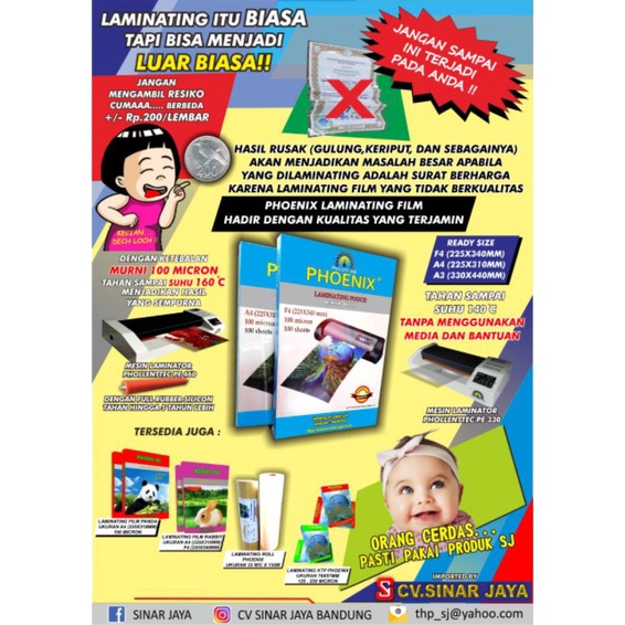 

Plastik Laminating Laminathing Laminasi Roll 330 350 Phoenix Glossy Doff