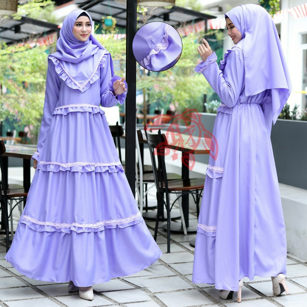 Baju gamis syari terbaru2021 Modis Remaja wanita set khimar ori Gamis Fasion Muslim MAXI DELLA