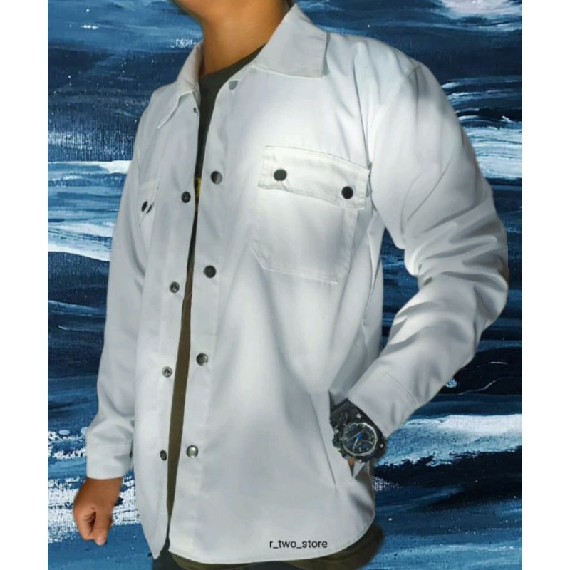 TRUCKER JACKET SEMI PARKA PRIA(SIZE M-XXL)-Putih