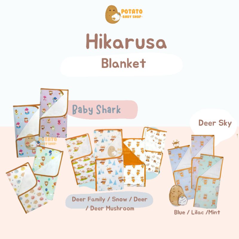 Hikaru Blanket - Selimut Hikarusa Deer Sky / Snow / Family / Mushroom / Baby Shark Pinkfong