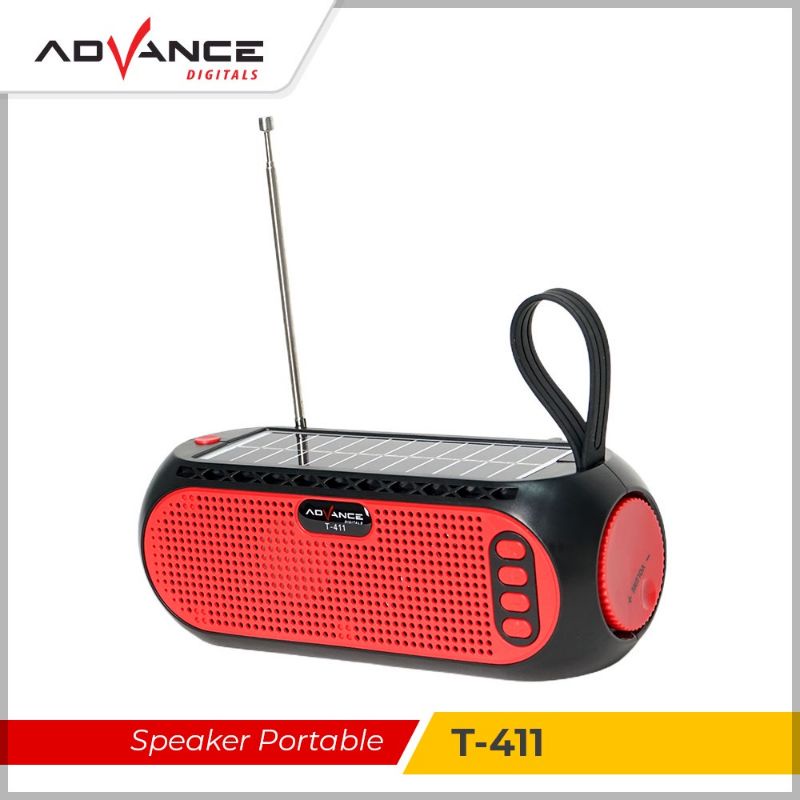 Speaker Bluetooth Advance T-411 Panel Surya Radio Senter bisa Charge dijemur Flashlight Speaker Wireless Senter Darurat Portable